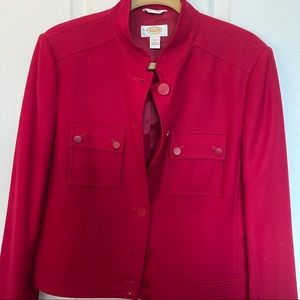 Talbots Petites Red Military Style Wool Stretch Fabric Size:14
